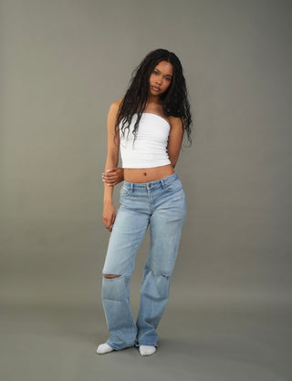 Aaliyah Low-Rise Ripped Denim