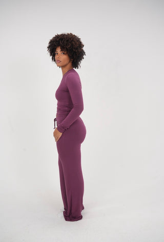 Plum Straight Lounge Set Longsleeve