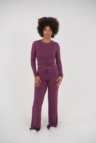 Plum Straight Lounge Set Longsleeve