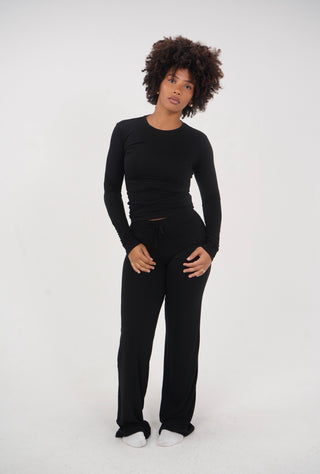 Black Straight Lounge Set Longsleeve