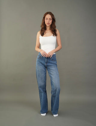 Jazmine Mid Rise Straight Leg Denim