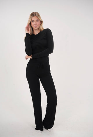 Black Straight Lounge Set Longsleeve