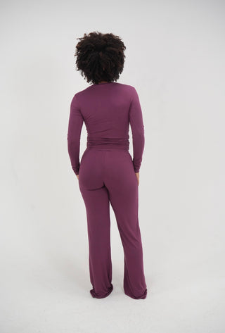 Plum Straight Lounge Set Longsleeve