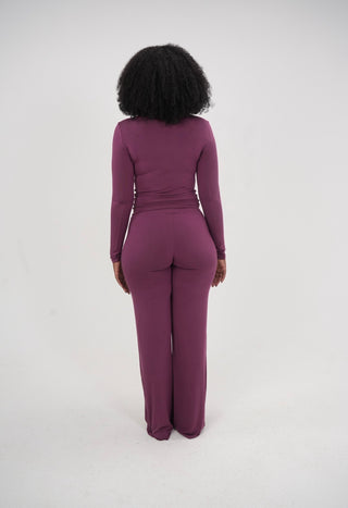 Plum Straight Lounge Set Longsleeve