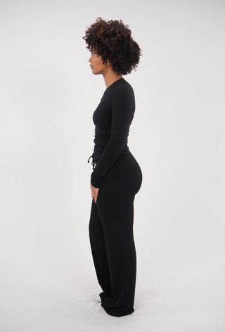 Black Straight Lounge Set Longsleeve