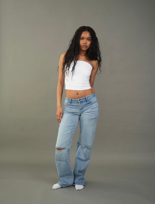 Aaliyah Low-Rise Ripped Denim