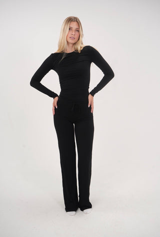 Black Straight Lounge Set Longsleeve