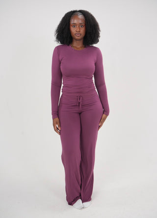 Plum Straight Lounge Set Longsleeve