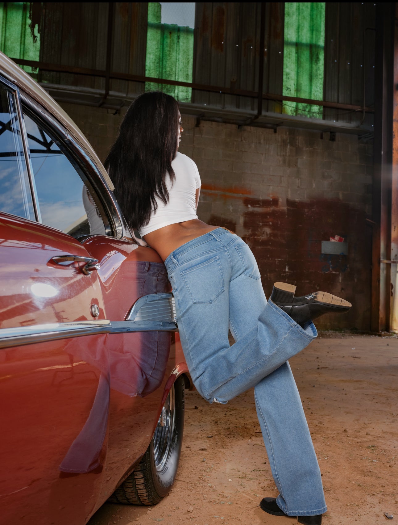 Aaliyah Low-Rise Ripped Denim