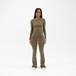 Olive Long Sleeve Foldover Set