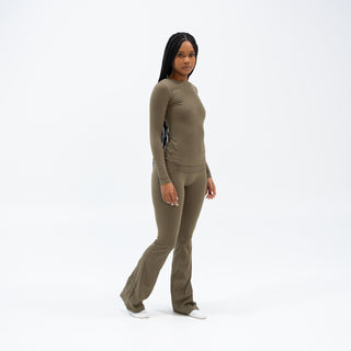 Olive Long Sleeve Foldover Set