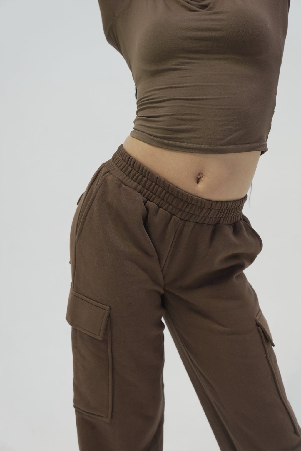 Brown Cargo Sweat Pant