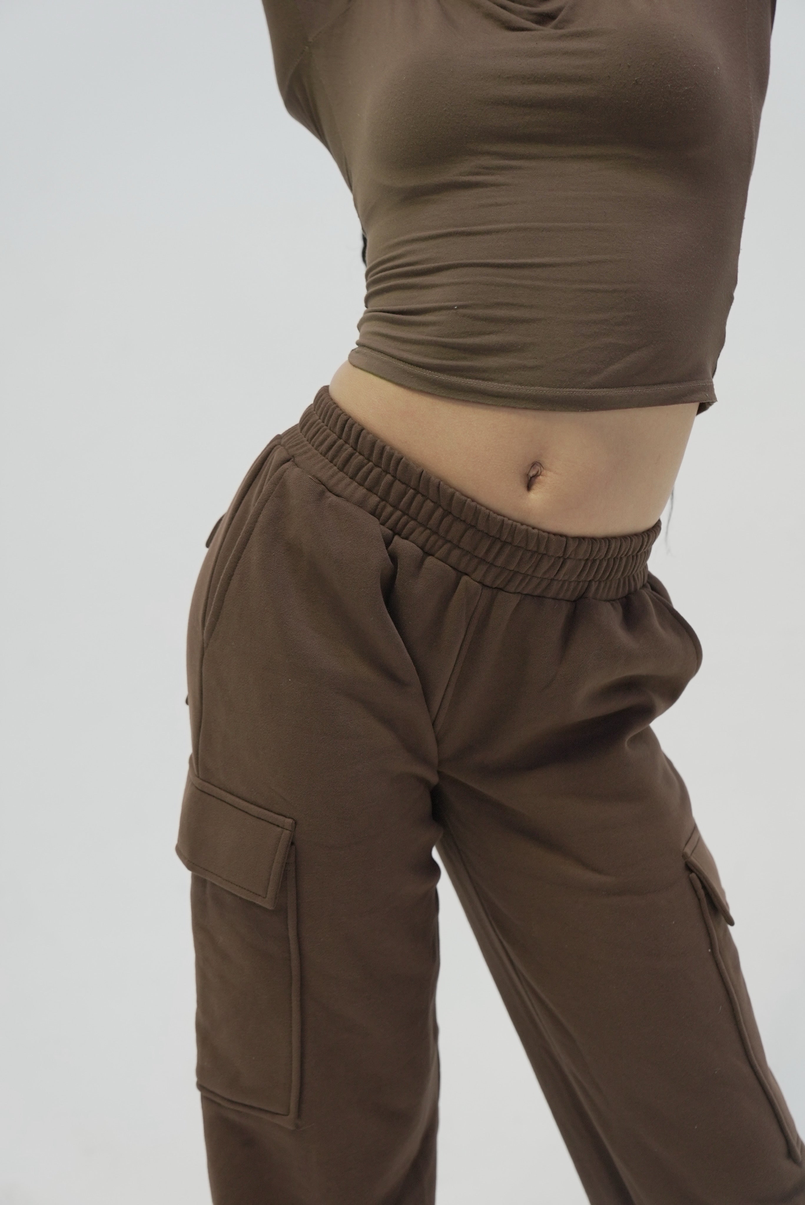 Brown Cargo Sweat Pant
