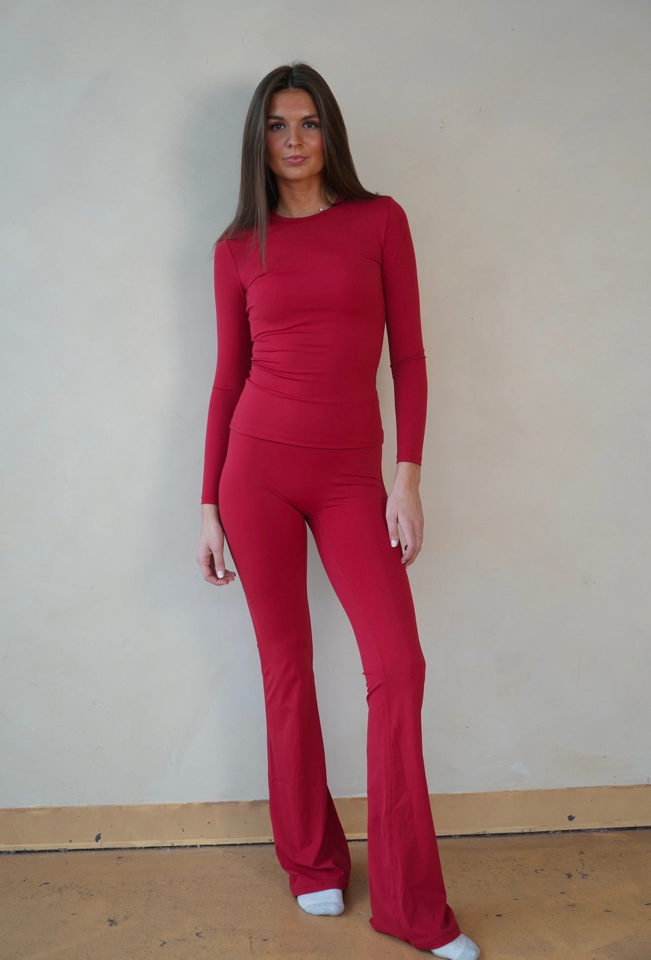 Cranberry Red Long Sleeve Foldover Set