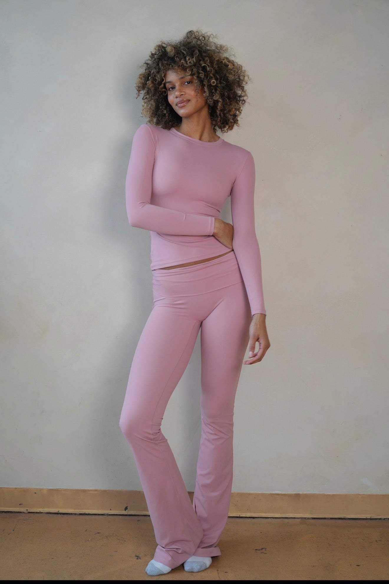Dusty Rose Long Sleeve Foldover Set