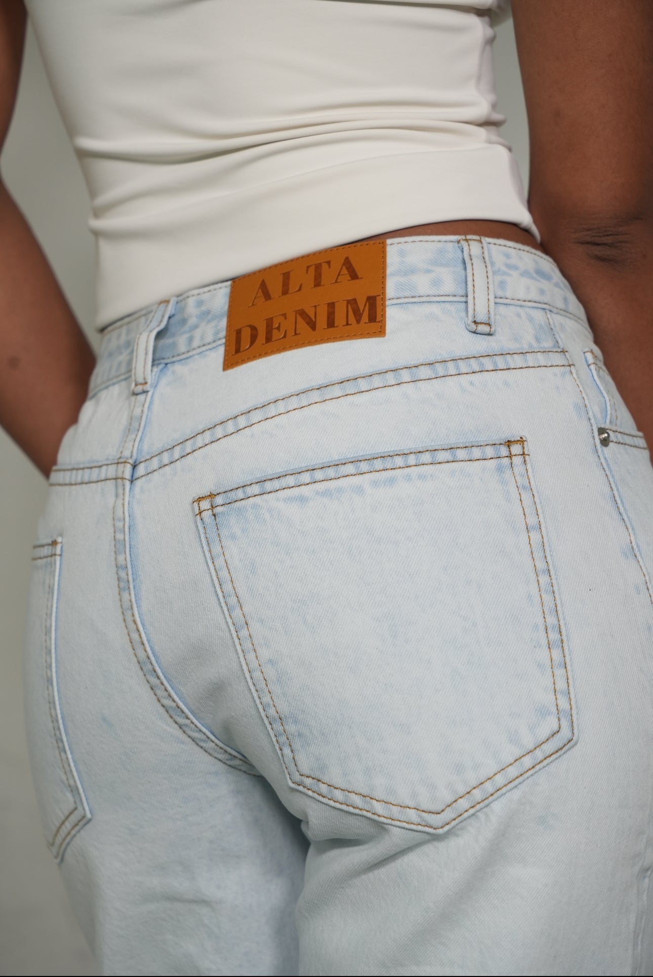 Light Blue Wash Slanted Crotch Denim