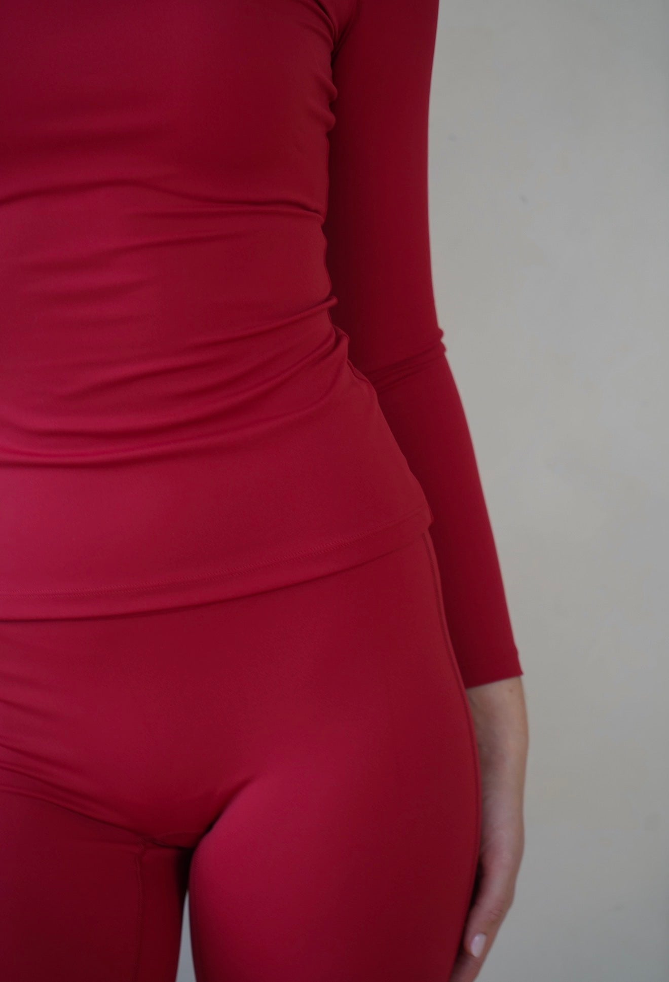 Cranberry Red Long Sleeve Foldover Set