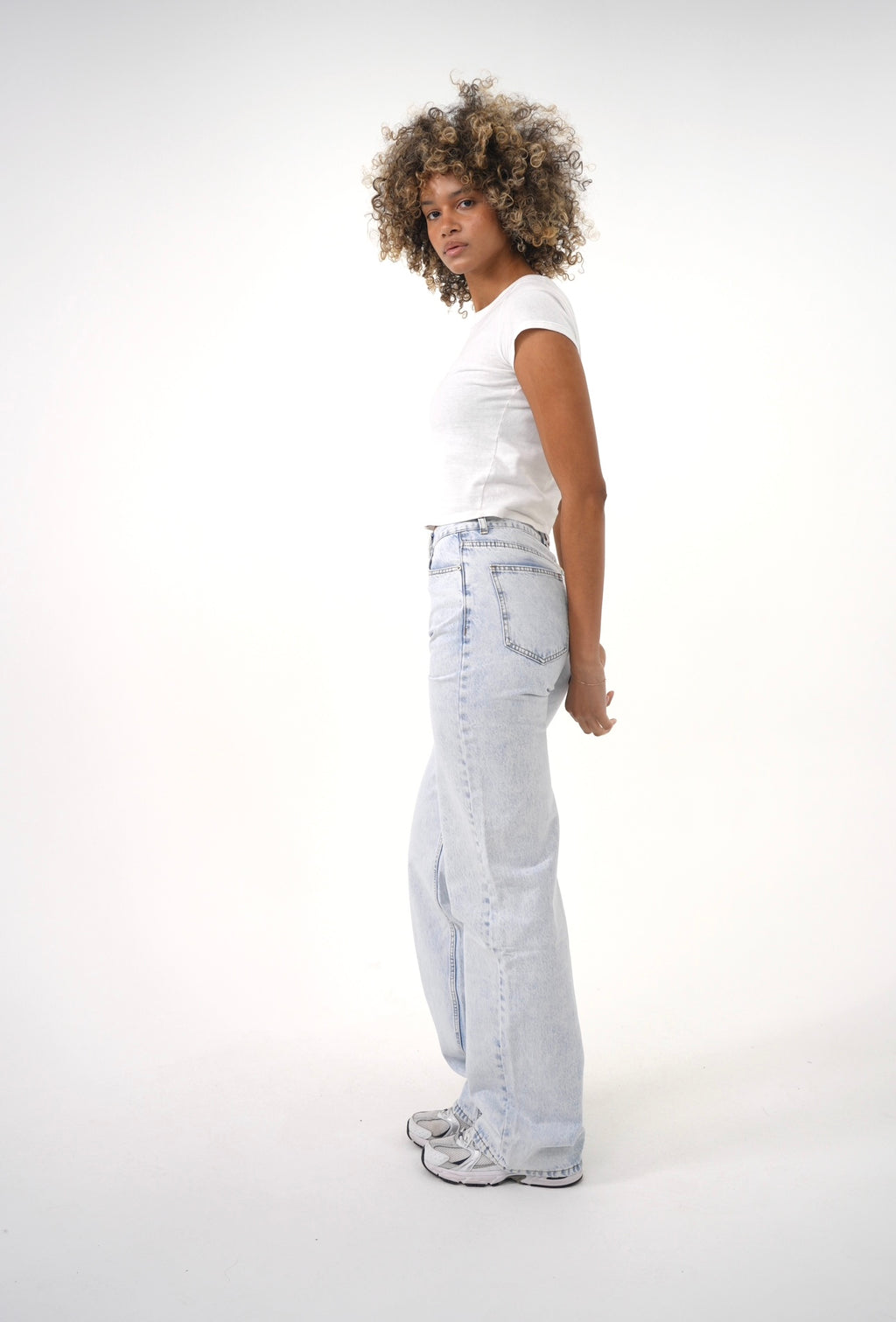 Light Blue Wash Slanted Crotch Denim