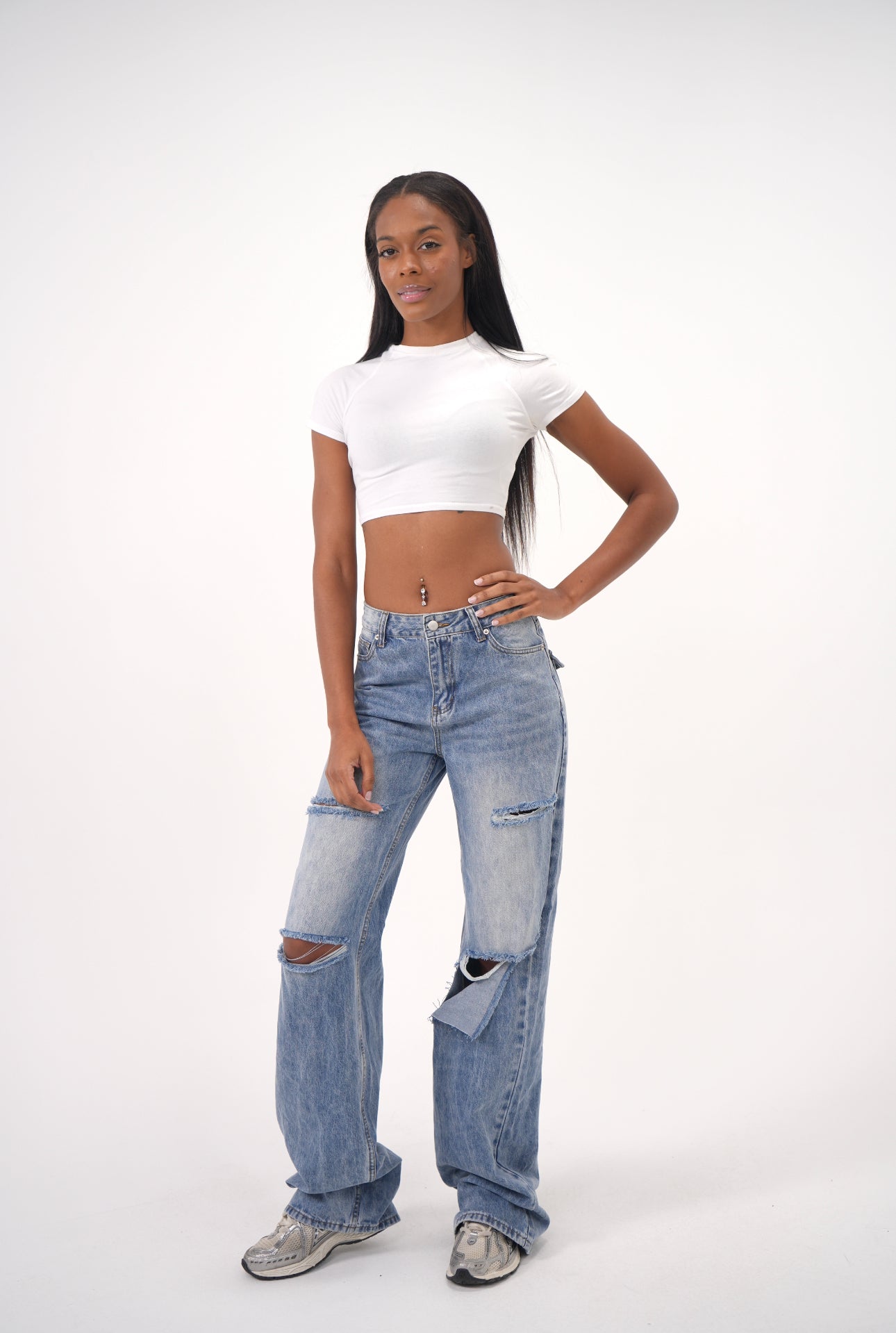 Medium Wash Ripped Denim