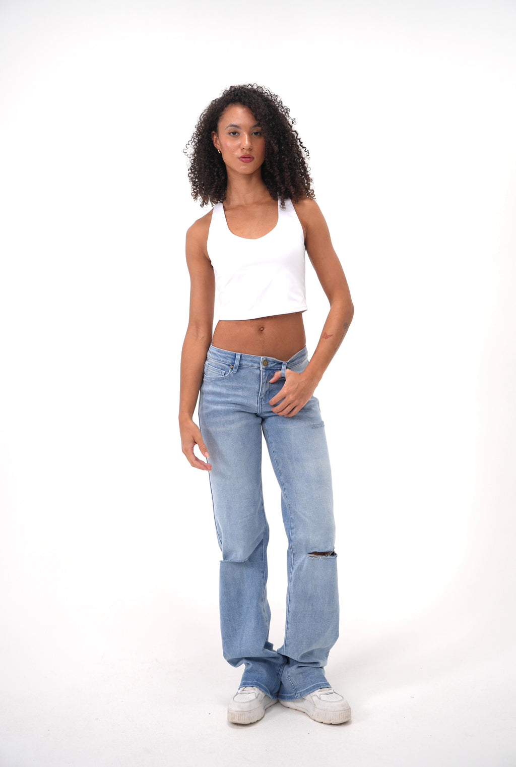Aaliyah Low-Rise Ripped Denim