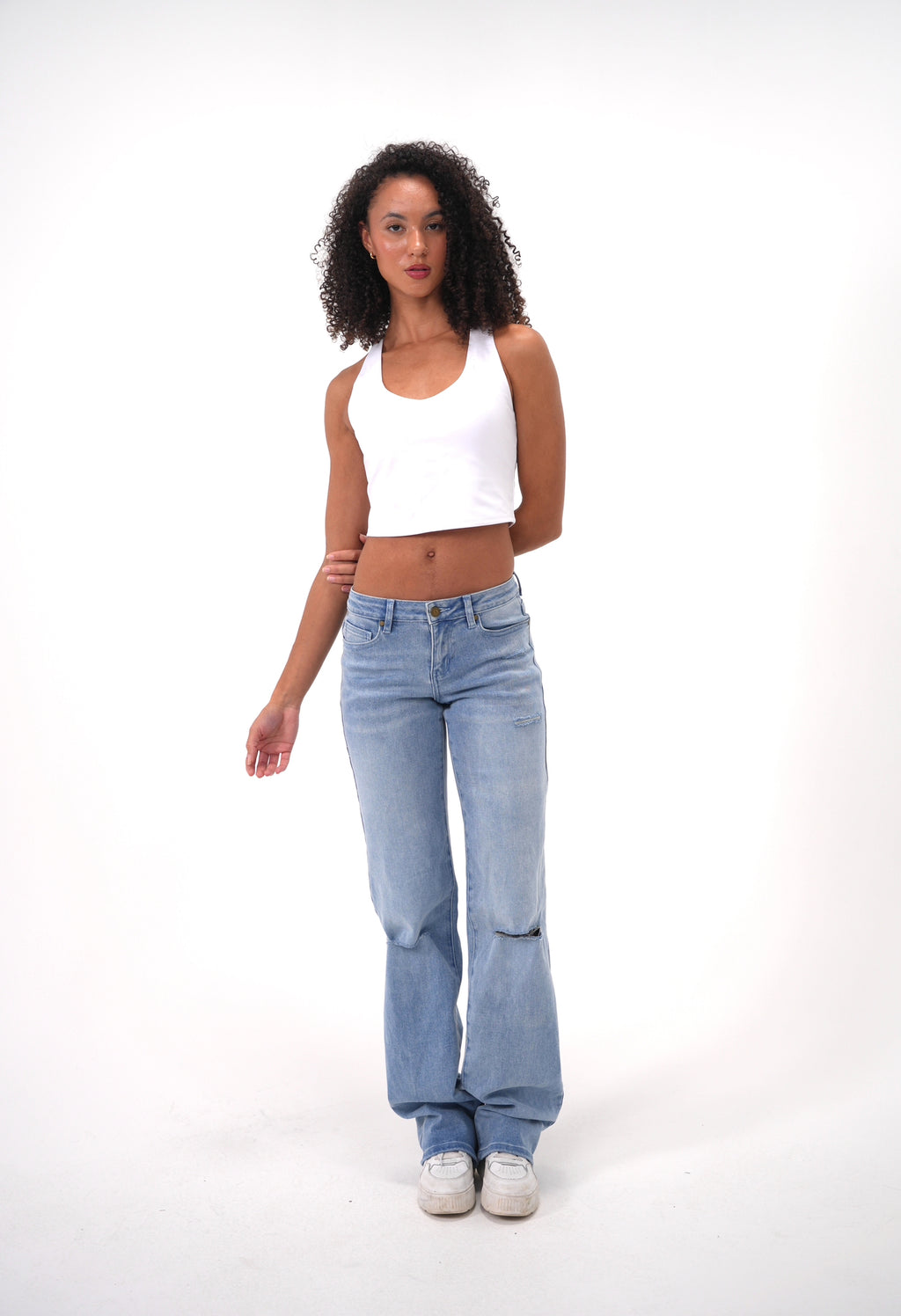 Aaliyah Low-Rise Ripped Denim