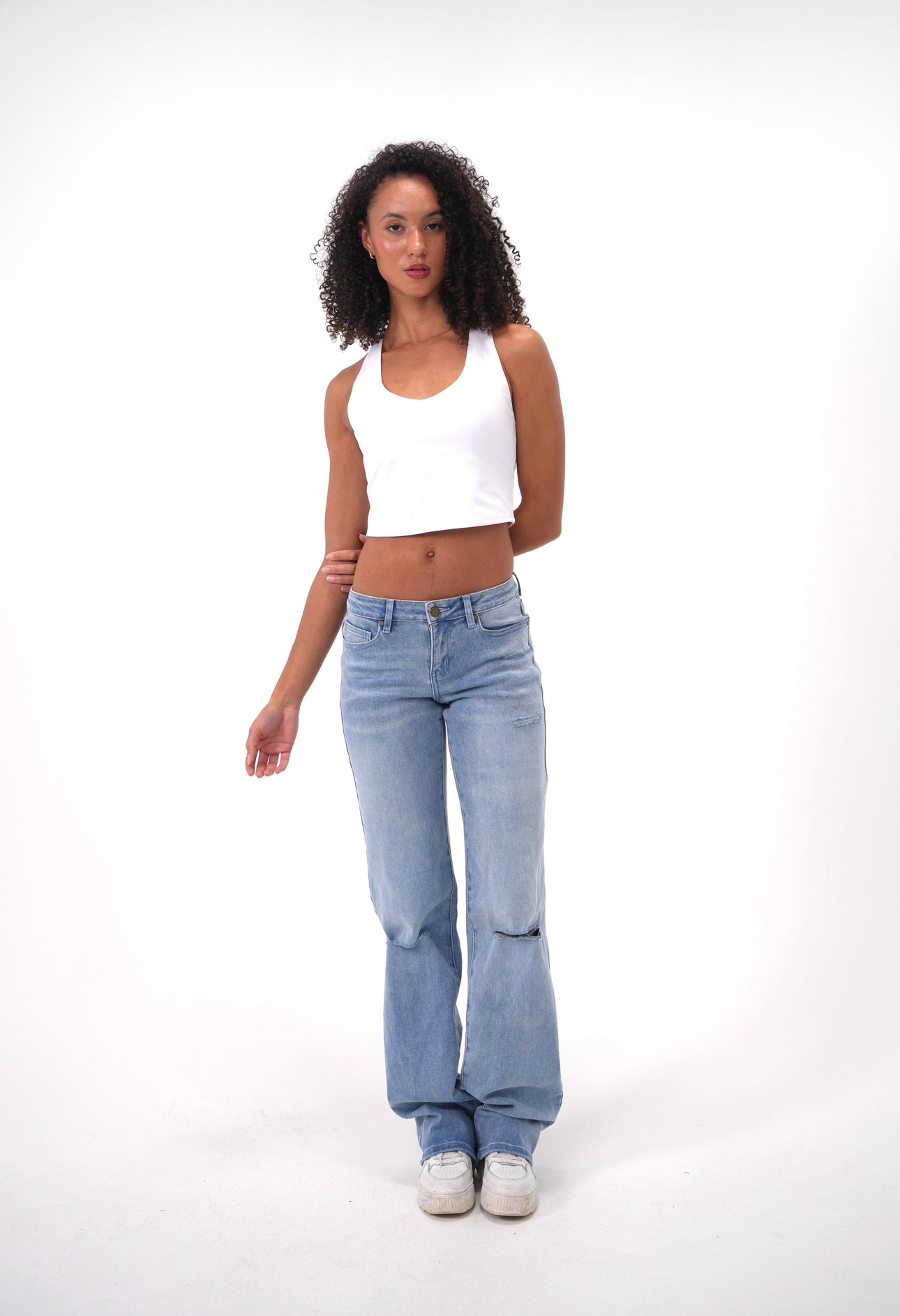 Aaliyah Low-Rise Ripped Denim
